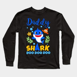 Daddy Papa Of The Shark Birthday Family Matching Birthday Long Sleeve T-Shirt